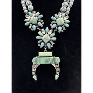 Sugar Fix Faux Turquoise Rhinestone Acrylic Beaded Western Native Style Necklace